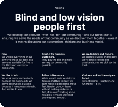 Be My Eyes connects people needing sighted support with volunteers and companies anywhere in the world, through live video and artificial intelligence